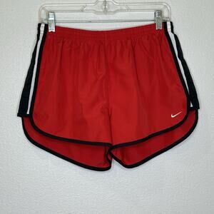 Nike Dri Fit Running Shorts Womens Size Medium Red Built in Briefs Drawstring